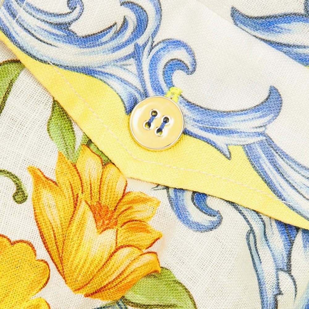New! 🍋🇮🇹✨FARM RIO SICILY SCARF Euroflax Premium OFF WHITE Romper size L - Picture 4 of 4
